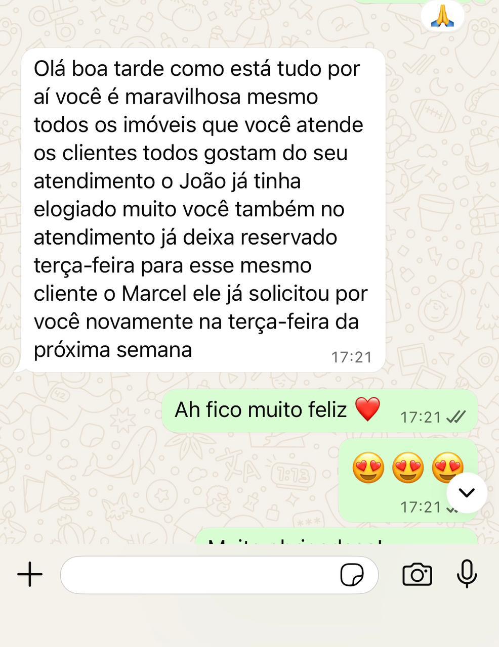 Depoimento de cliente elogiando o atendimento da Gasmanck Cleaner